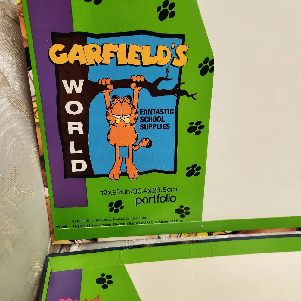 Vintage Y2K Garfield Portfolio 2 pocket Folders Jim Davis retro vintage